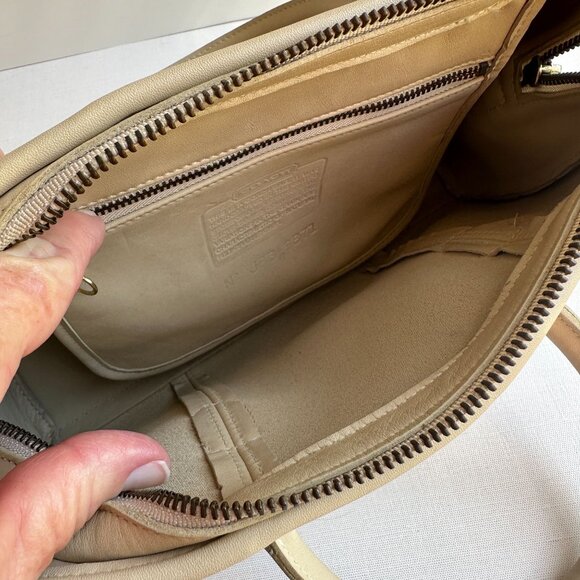 Vintage COACH Beaumont Satchel 9871 Bone Leather Top Handle Crossbody Bag - Picture 10 of 16